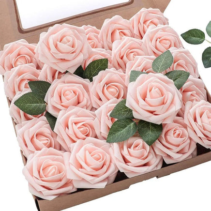 50 Roses Bouquet Heads Artificial PE Foam Rose Flowers - Lusy Store LLC