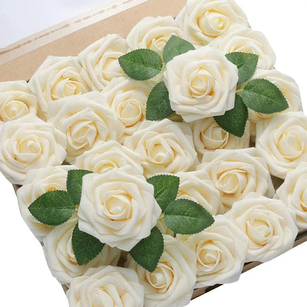 50 Roses Bouquet Heads Artificial PE Foam Rose Flowers - Lusy Store LLC