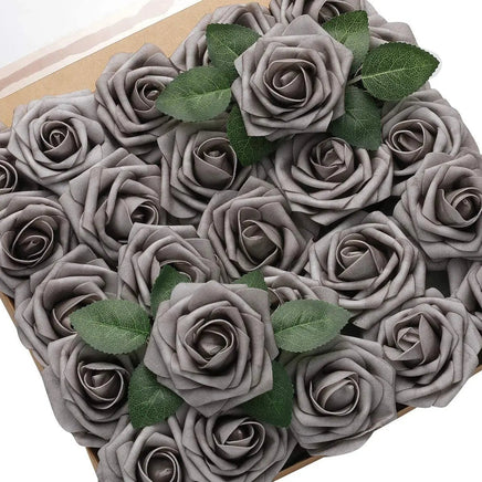 50 Roses Bouquet Heads Artificial PE Foam Rose Flowers - Lusy Store LLC