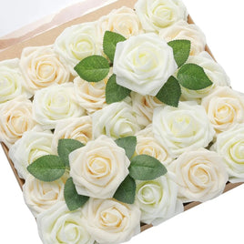 50 Roses Bouquet Heads Artificial PE Foam Rose Flowers - Lusy Store LLC