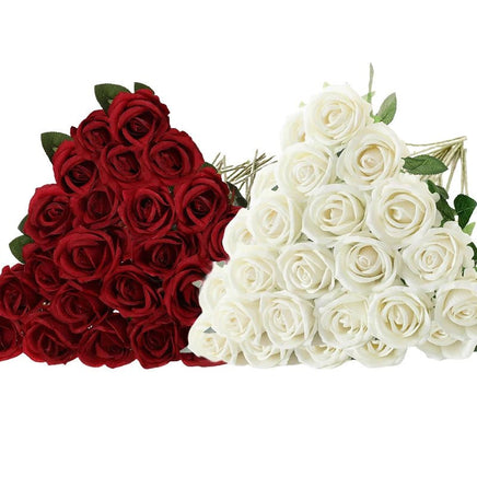50 Roses Bouquet Velvet Rose Artificial Wedding Bouquet Party Home Decor - Lusy Store LLC