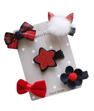 5Pcs Kids Infant Hairpin Baby Girl Bow Flower Barrettes Star Hair Clip - Lusy Store