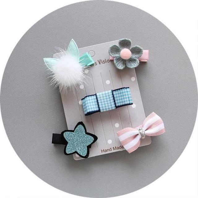 5Pcs Kids Infant Hairpin Baby Girl Bow Flower Barrettes Star Hair Clip - Lusy Store