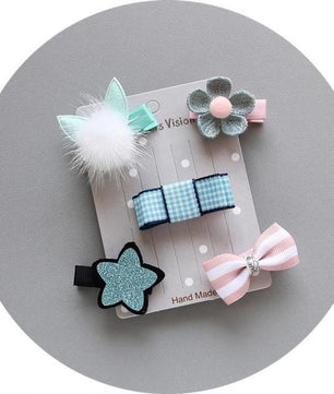 5Pcs Kids Infant Hairpin Baby Girl Bow Flower Barrettes Star Hair Clip - Lusy Store