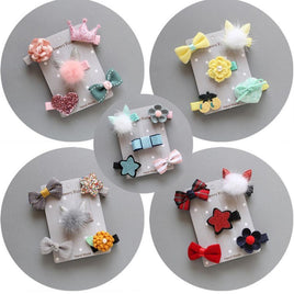 5Pcs Kids Infant Hairpin Baby Girl Bow Flower Barrettes Star Hair Clip - Lusy Store