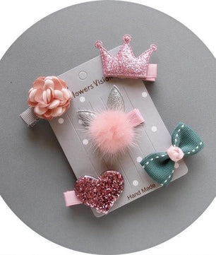 5Pcs Kids Infant Hairpin Baby Girl Bow Flower Barrettes Star Hair Clip - Lusy Store