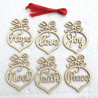 6 Pcs Merry Christmas Decorations Wooden Hollow Ornament - Lusy Store
