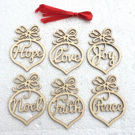 6 Pcs Merry Christmas Decorations Wooden Hollow Ornament - Lusy Store