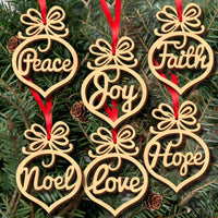 6 Pcs Merry Christmas Decorations Wooden Hollow Ornament - Lusy Store