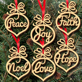 6 Pcs Merry Christmas Decorations Wooden Hollow Ornament - Lusy Store