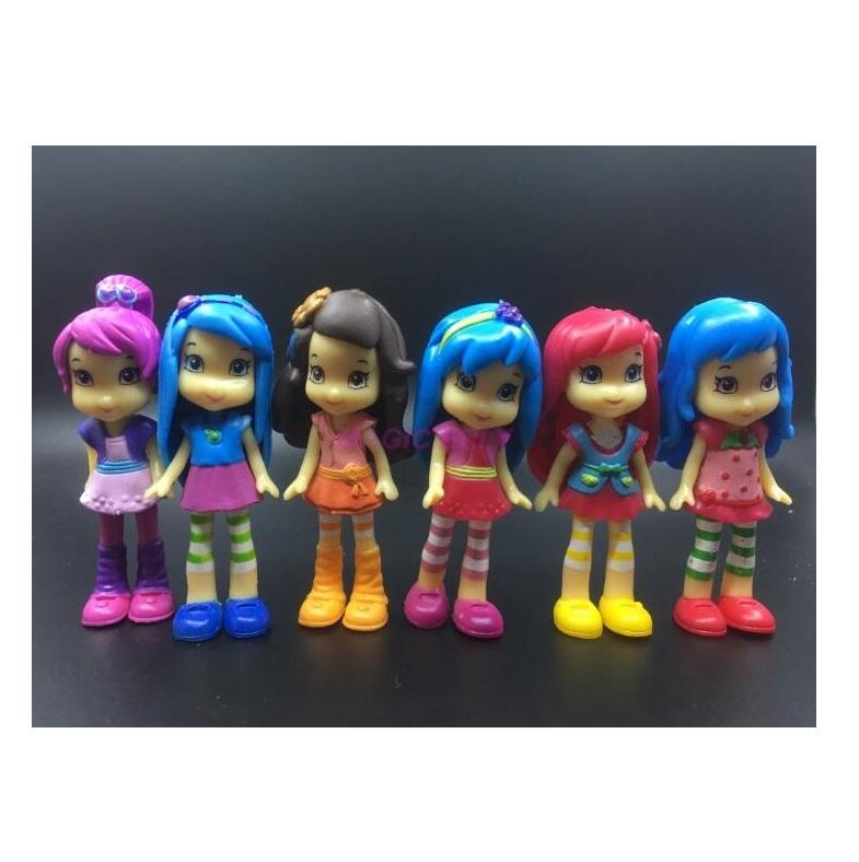 6 pcs Polly Pocket 90s Toy Doll Action Figure Strawberry Princess Doll 8cm For Kids - Lusy Store