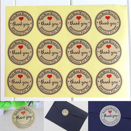 60Pcs Red Love Thank You Self-adhesive Stickers Kraft Label - Lusy Store