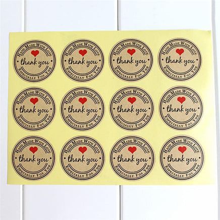 60Pcs Red Love Thank You Self-adhesive Stickers Kraft Label - Lusy Store
