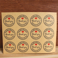 60Pcs Red Love Thank You Self-adhesive Stickers Kraft Label - Lusy Store