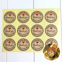 60Pcs Red Love Thank You Self-adhesive Stickers Kraft Label - Lusy Store
