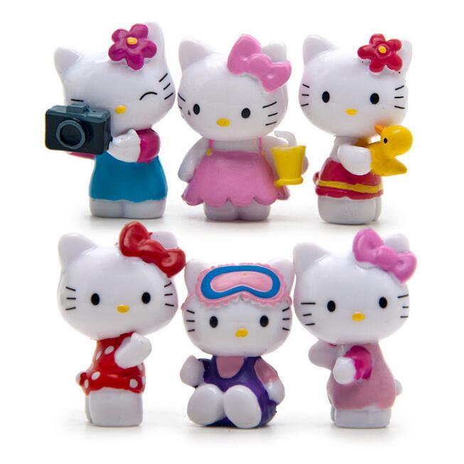 6Pcs/set Lovely Kawaii Hello Kitty Mini Figures Children Toys DIY Craft - Lusy Store
