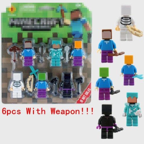 6pcs/set Minecraft Toy With Weapon Hanger Action Figure Minecraft 3D Models Classic - Lusy Store