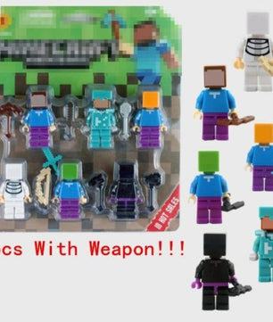 6pcs/set Minecraft Toy With Weapon Hanger Action Figure Minecraft 3D Models Classic - Lusy Store