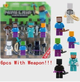 6pcs/set Minecraft Toy With Weapon Hanger Action Figure Minecraft 3D Models Classic - Lusy Store