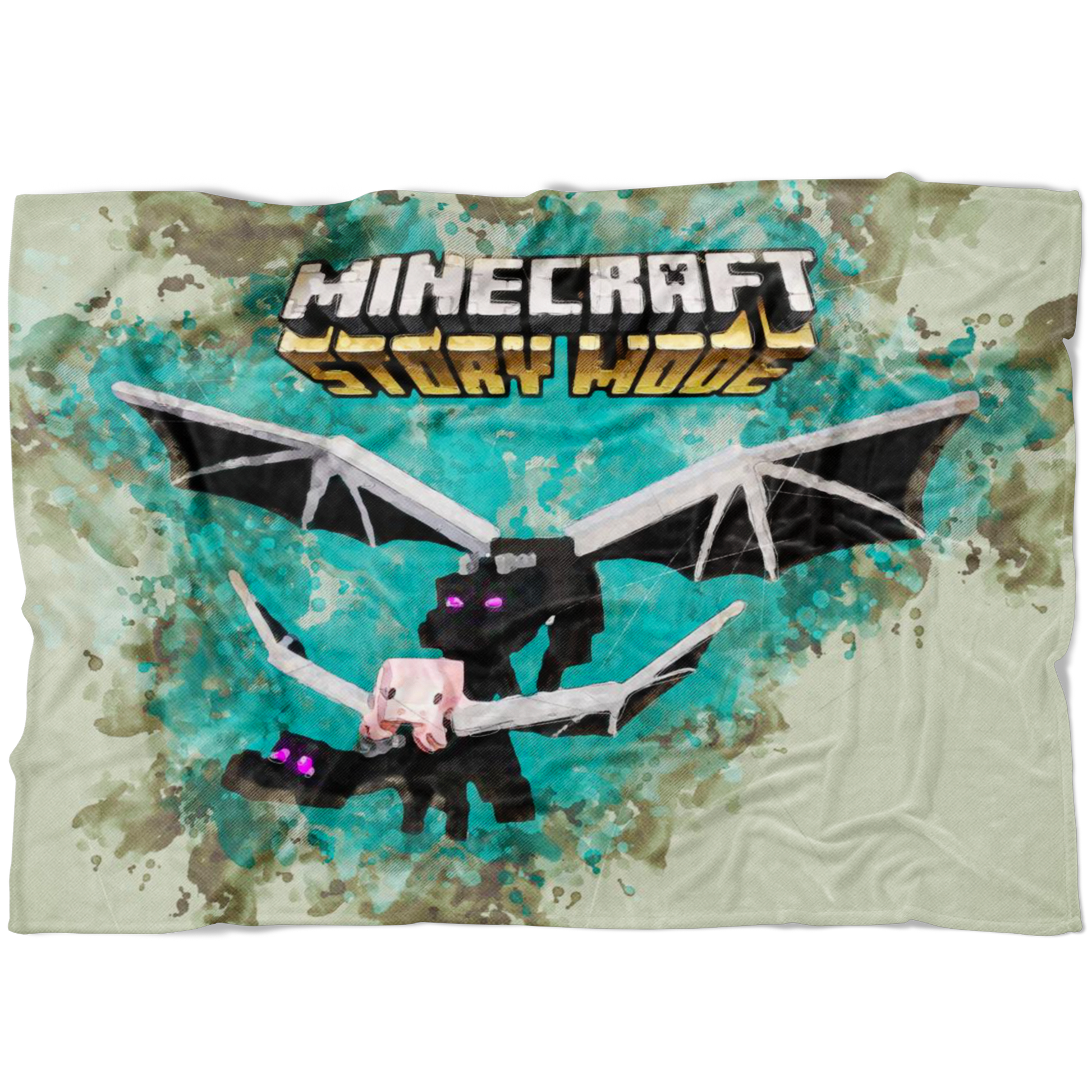 Minecraft Fleece Blanket Ender Dragon Mix Art Grey Blanket - Lusy Store