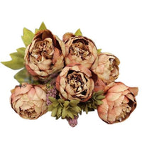 8 Heads Artificial Peony Silk Flower Leaf Home Wedding Party Decoration Beautiful Home Party Decor Valentines Day Gift - Lusy Store
