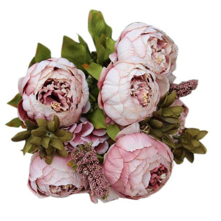 8 Heads Artificial Peony Silk Flower Leaf Home Wedding Party Decoration Beautiful Home Party Decor Valentines Day Gift - Lusy Store