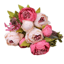 8 Heads Artificial Peony Silk Flower Leaf Home Wedding Party Decoration Beautiful Home Party Decor Valentines Day Gift - Lusy Store