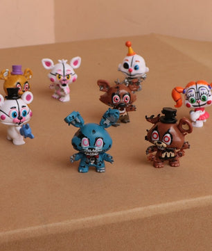 8 Pcs Five Nights At Freddy's Golden Freddy Foxy Bonnie Chica Foxy Mini Action Figure Toys - Lusy Store