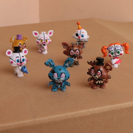 8 Pcs Five Nights At Freddy's Golden Freddy Foxy Bonnie Chica Foxy Mini Action Figure Toys - Lusy Store