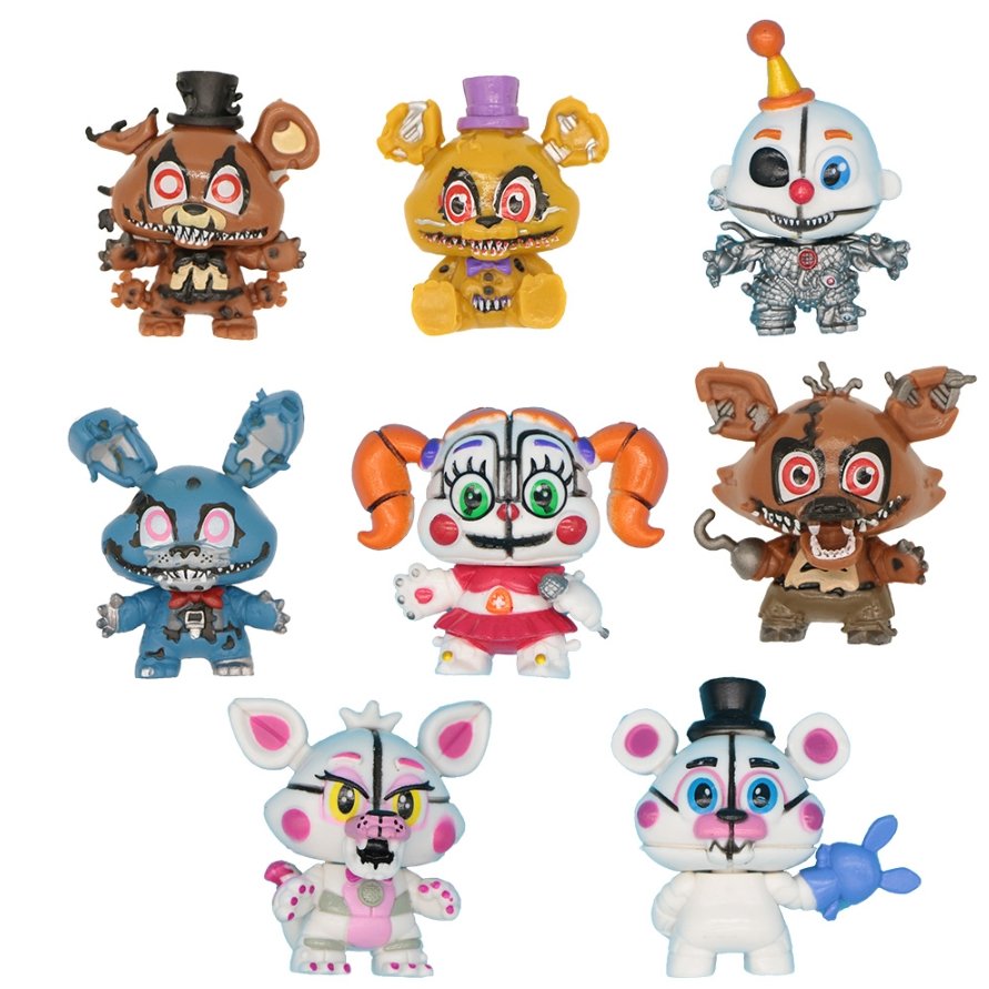 8 Pcs Five Nights At Freddy's Golden Freddy Foxy Bonnie Chica Foxy Mini Action Figure Toys - Lusy Store