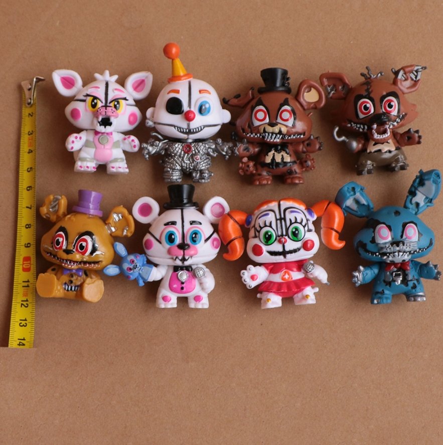8 Pcs Five Nights At Freddy's Golden Freddy Foxy Bonnie Chica Foxy Mini Action Figure Toys - Lusy Store