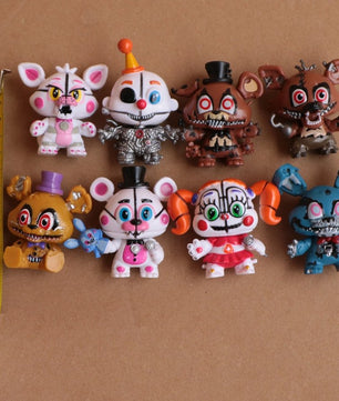 8 Pcs Five Nights At Freddy's Golden Freddy Foxy Bonnie Chica Foxy Mini Action Figure Toys - Lusy Store