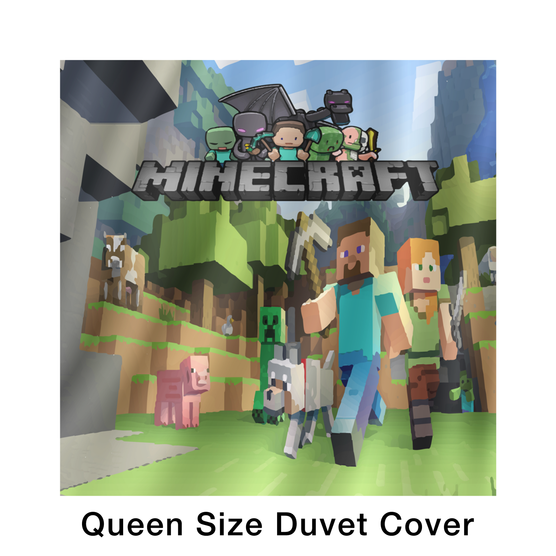 Minecraft bedding set sky blue kids bedding sets - Lusy Store