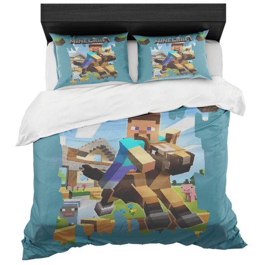 Minecraft Bedding Set steven ride a horse - Lusy Store