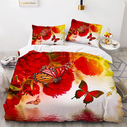 Flowers Bedding Oil Painting Bedclothes Art Duvet Cover Set D578