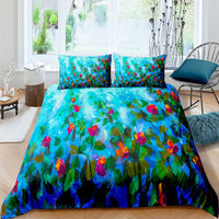 Flowers Bedding Oil Painting Bedclothes Art Duvet Cover Set D578