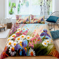 Flowers Bedding Oil Painting Bedclothes Art Duvet Cover Set D578