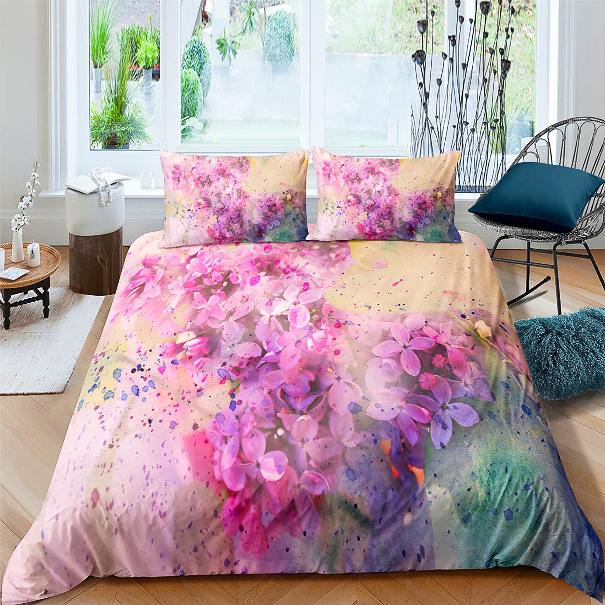 Artsy Aesthetic Flower Painting Purple and Cream Cotton Bedding Duvet –  PeachyBaby
