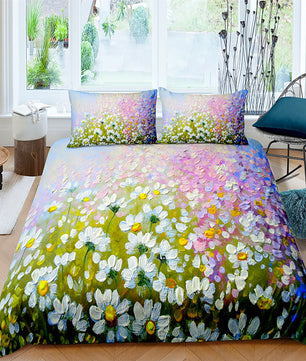 Flowers Bedding Oil Painting Bedclothes Art Duvet Cover Set D578