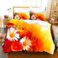 Flowers Bedding Oil Painting Bedclothes Art Duvet Cover Set D578