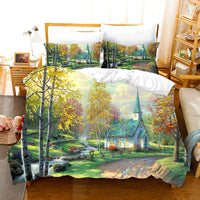 Flowers Bedding Oil Painting Bedclothes Art Duvet Cover Set D578
