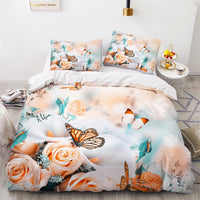 Flowers Bedding Oil Painting Bedclothes Art Duvet Cover Set D578