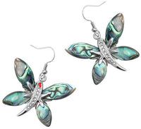 Abalone shell dragonfly butterfly drop dangle earrings jewelry mothers day - Lusy Store