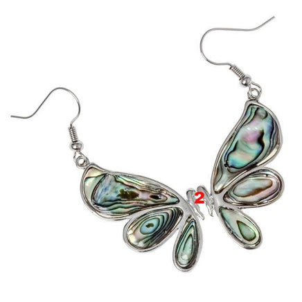 Abalone shell dragonfly butterfly drop dangle earrings jewelry mothers day - Lusy Store