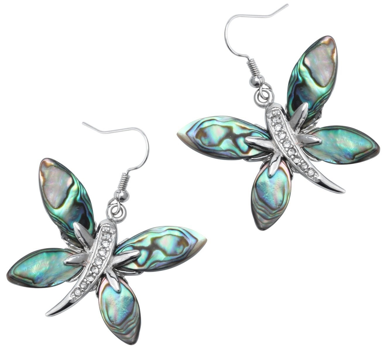 Abalone shell dragonfly butterfly drop dangle earrings jewelry mothers day - Lusy Store