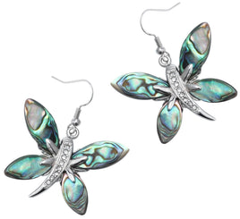 Abalone shell dragonfly butterfly drop dangle earrings jewelry mothers day - Lusy Store