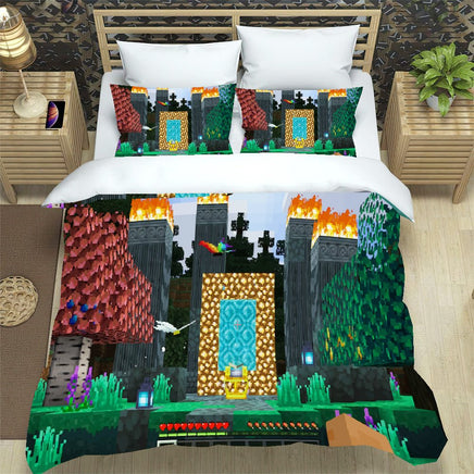 Aether Minecraft Bed Sheets Minecraft Duvet Covers Twin Full Queen King Bed Set - Lusy Store