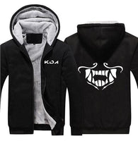 Akali The Rogue Assassin Hero Heroine Mouth Mask Pattern Hoodies Zip Up Black Polyester Fleece Sweatshirts Coats - Lusy Store