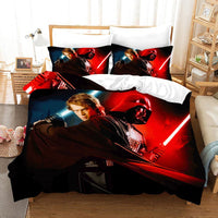 Anakin Skywalker Star Wars Bedding Duvet Covers Comforter Set Quilted Blanket Black Red Bed Set LS22704 - Lusy Store
