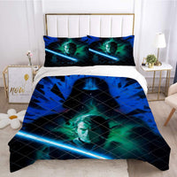 Anakin Skywalker Star Wars Bedding Duvet Covers Comforter Set Quilted Blanket Blue Green Bed Set LS22709 - Lusy Store